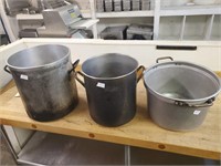3 Large Stock Pots (2 Allumunum & 1 Stainless Stel
