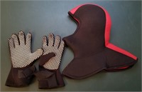 Scuba Diving Wet Suit Hood & Size M Gloves