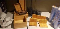 Bread basket, wooden tray, wooden box, pepsi cups