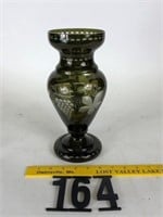 Egermann Green etched back vase