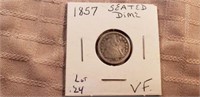 1857 Seated Dime VF