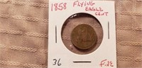 1858 Flying Eagle Cent F