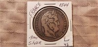 1844 France 5 Francs .900 Silver