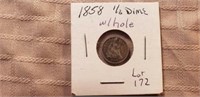 1858 Half dime with Hole