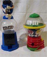 M & M candy dispensers.