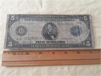 5 dollar Federal Reserve Note. Series of 1914.