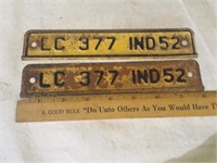 1952 Indiana license plate toppers.