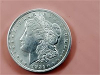 1921 Barber silver dollar coin.