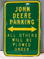 John Deere Parking sign.