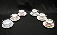 (6) TEA CUPS & SAUCERS Englsh China Tea Party 1