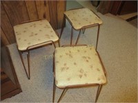 Three vintage stacking stools