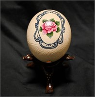 PAINTED OSTRICH EGG w/ STAND