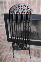 Wrought Iron Fire Place Tools & Rack