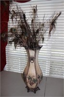 Vase with Peacock Feathers 48"