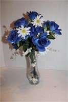 Crystal Vase With Silk Flowers 18 1/2"