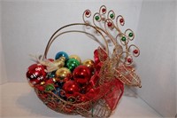 Christmas Bulbs in a Gold Reindeer Basket 15