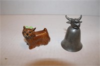 Goebel Dog & Silver Bull Head  Candle Snuffer3"
