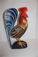 Rooster Hand Carved and Hand Painted 20 x 9