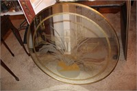 Gold Framed Glass Mirror etched with Deco Calla Li