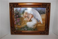 Beautiful Gold Framed Sleeping Angel 17 x 20