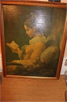 Gold framed Artwork Woman Reading