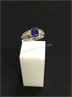 Sapphire & Sterling Silver Ring, Size 7 1/2