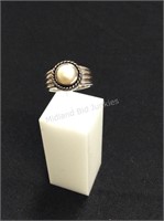 Pearl & Sterling Silver Ring, Size 7 1/2