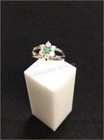 Emerald & Sterling Silver Ring, Size 7