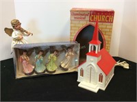 Vintage Angel Decor & Illuminated Musical Church