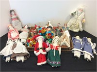 Vintage Christmas Ornaments & Porcelain Dolls