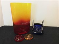 Art Glass Vase, Blenko Glass Discs