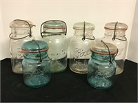 6 Vintage Canning Jars, Good Condition