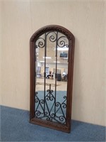 Wood Framed Wall Hung Mirror with Metal Details