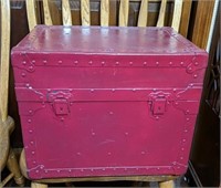 Painted Red Military Storage Trunk