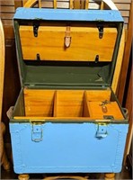 Painted Blue Military Storage Trunk
