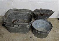Zink Washtub, Coal Scuttle & Bucket