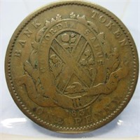 1837 LOWER CANADA 1 PENNY BANK TOKEN