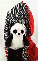 Tie Blanket, Black and White Zebra with Red Back