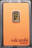 1 Gram Valcambi Bar 9999 Gold With Assay