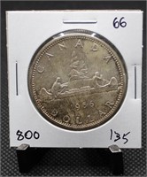 1966 Canadian Voyageur Dollar 80% Silver $1