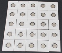 Lot of 25 x 10 Cent Canada 50-80% Silver Coins 67'