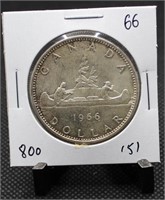 1966 Canadian Voyageur Dollar 80% Silver $1