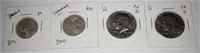 USA and Canada 4 Silver Coin Lot