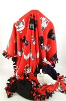 Tie Blanket, Red and Black Puppy Dog with Black