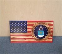 Wooden Flags wall hanging with Air Force seal