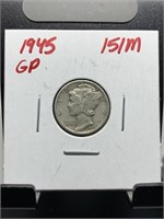 1945 MERCURY SILVER DIME