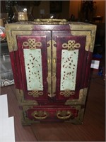 VINTAGE ROSEWOOD AND BRASS ASIAN JEWERLY BOX