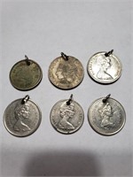 60S AND 70S FOREIGN COINS MADE INTO PENDANTS