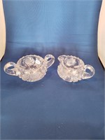 VINTAGE CRYSTAL CREAM AND SUGAR SET