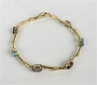 14K Gold Bracelet with Multi Colored Stones